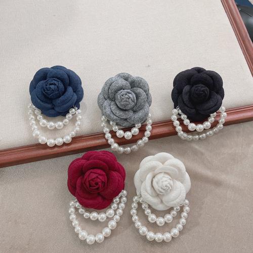 Plastic Pearl Brooch, Cloth, with Plastic Pearl, handmade, for woman, more colors for choice, Sold By PC