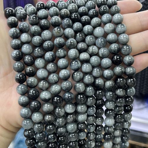 Gemstone Jewelry Beads, Hawk-eye Stone, Round, fashion jewelry & DIY & different size for choice, mixed colors, Sold Per Approx 38 cm Strand
