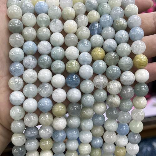 Gemstone Jewelry Beads, Aquamarine, Round, fashion jewelry & DIY & different size for choice, mixed colors, Sold Per Approx 38 cm Strand