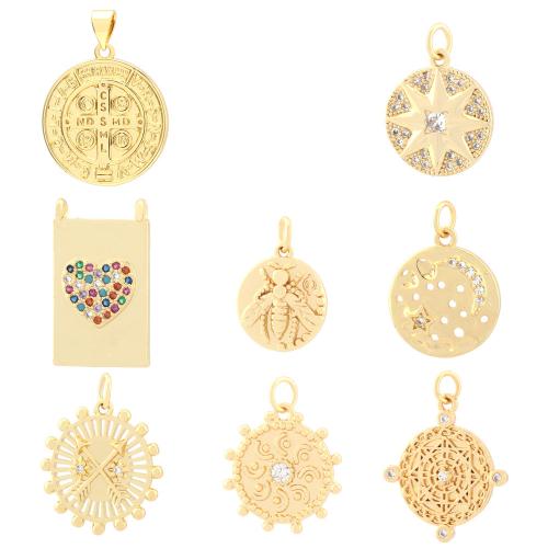 Cubic Zirconia Micro Pave Brass Pendant, Heart, 18K gold plated, fashion jewelry & DIY & different styles for choice & micro pave cubic zirconia, more colors for choice, nickel, lead & cadmium free, Sold By PC