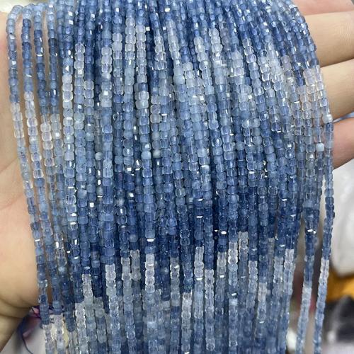 Gemstone Jewelry Beads, Aquamarine, Square, fashion jewelry & DIY & different size for choice & faceted, mixed colors, Sold Per Approx 38 cm Strand