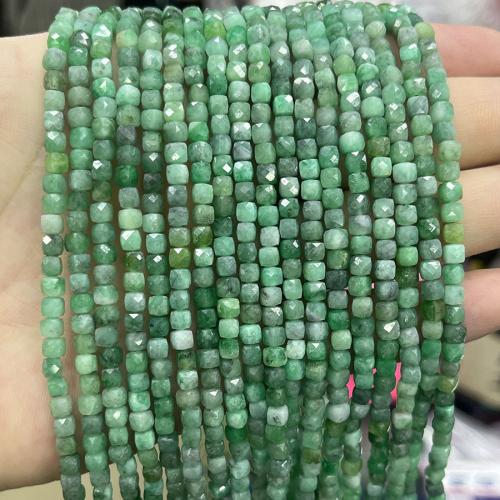 Koraliki z kameniem szlachetnym, Emerald, Kwadrat, biżuteria moda & DIY & fasetowany, zielony, 4mm, sprzedawane na około 38 cm Strand