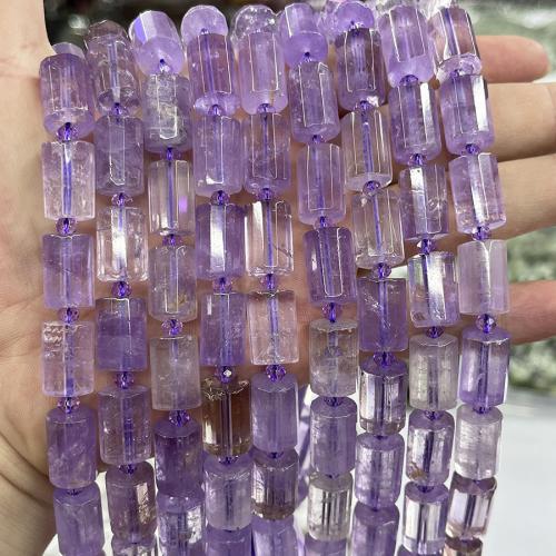 Natural Amethyst Beads, Column, fashion jewelry & DIY & faceted, purple, Length about 10-15mm, Sold Per Approx 38 cm Strand