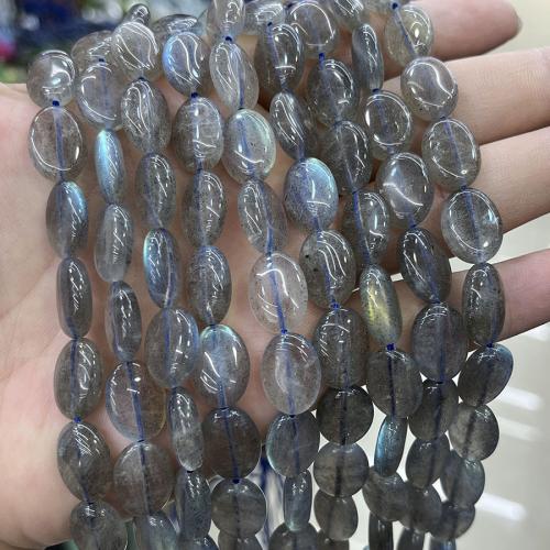 Labradorit Perlen, flachoval, Modeschmuck & DIY & verschiedene Größen vorhanden, grau, verkauft per ca. 38 cm Strang
