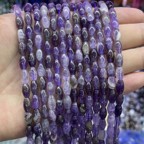 Natural Amethyst Beads, barrel, fashion jewelry & DIY, purple, Length about 5-7mm, Sold Per Approx 38 cm Strand