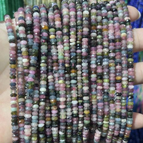 Gemstone Jewelry Beads, Tourmaline, Abacus, fashion jewelry & DIY & faceted, mixed colors, 3x4mm, Sold Per Approx 38 cm Strand