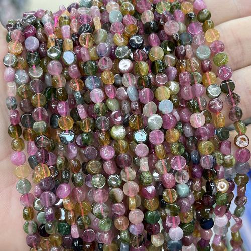 Perles bijoux en pierres gemmes, tourmaline, Plat rond, bijoux de mode & DIY, couleurs mélangées, 5.50mm, Vendu par Environ 38 cm brin