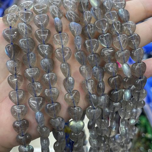 Grânulos de labradorita, Pedra brilhante, Coração, joias de moda & DIY, cinza, 10mm, vendido para Aprox 38 cm Strand