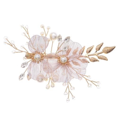 Alligator Hair Clip Brass with Crystal fashion jewelry & for woman & with rhinestone golden Sold By PC