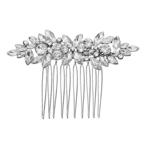 Dekorativní Hair Combs, Zinek, módní šperky & pro ženy & s drahokamu, stříbro, 85x56mm, Prodáno By PC