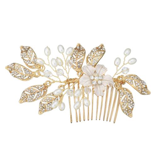 Decorative Hair Combs, Tibetan Style, with Plastic Pearl, fashion jewelry & for woman & with rhinestone, silver color, 115x60mm, Sold By PC