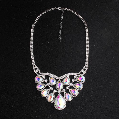 Tibetan Style Jewelry Necklace, with 8.5cm extender chain, plated, fashion jewelry & for woman & with rhinestone, Sold Per Approx 46 cm Strand