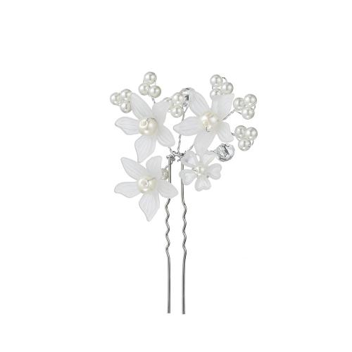 Hair Stick Zinc Alloy with Plastic Pearl handmade fashion jewelry & for woman white Sold By PC
