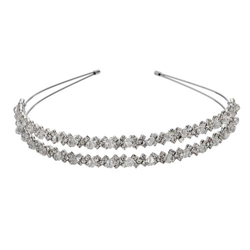 Hair Bands, Tibetan Style, with Crystal, fashion jewelry & for woman & with rhinestone, silver color, perimeter 34cm, Sold By PC