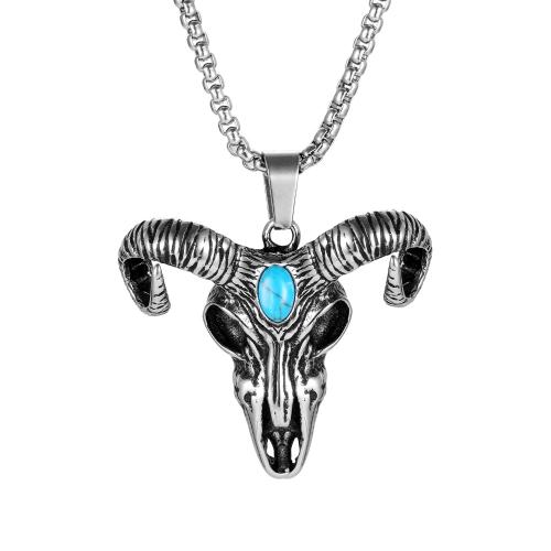 Stainless Steel Pendants 304 Stainless Steel with turquoise polished fashion jewelry & for man Sold By PC