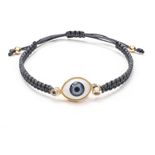 Knot Cord Bracelet with Resin & 304 Stainless Steel Evil Eye handmade fashion jewelry & Unisex & adjustable Length Approx 16-20 cm Sold By PC