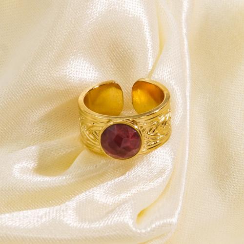 Ring Finger ze stali nierdzewnej, Stal nierdzewna 304, ze Kamień naturalny, Regulowane & biżuteria moda & do wyboru różne materiały & dla kobiety, dostępnych więcej kolorów, sprzedane przez PC
