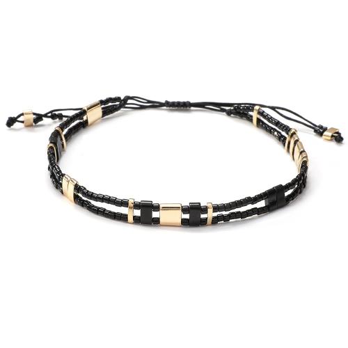 Bracelet de perles de verre, perles de rocaille en verre, avec Cordon de noeud, fait à la main, bijoux de mode & réglable & pour femme, plus de couleurs à choisir, Longueur:16-20 cm, Vendu par PC