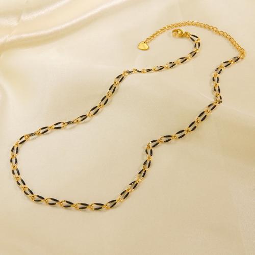 Edelstahl Schmuck Halskette, 304 Edelstahl, mit Verlängerungskettchen von 7.5cm, Modeschmuck & für Frau & Emaille, keine, Länge:ca. 40 cm, verkauft von PC