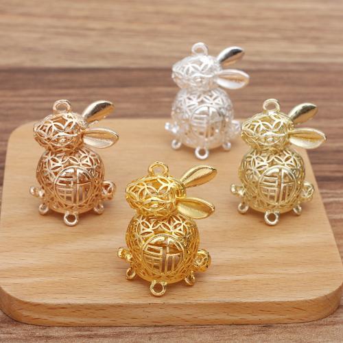 Tibetan Style Hollow Pendants, Rabbit, plated, DIY, more colors for choice, nickel, lead & cadmium free, 26x33mm, 100PCs/Bag, Sold By Bag