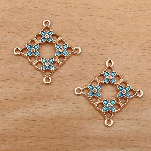 Tibetan Style Connector, Rhombus, plated, DIY & different styles for choice & enamel & 1/3 loop, more colors for choice, nickel, lead & cadmium free, 32mm, Sold By Bag