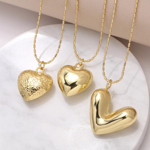 Brass Necklace, Heart, plated, fashion jewelry & different designs for choice, golden, nickel, lead & cadmium free, Sold By PC
