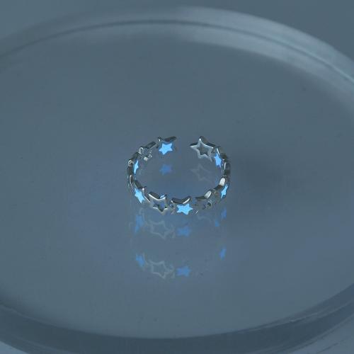 Messing Fingerring, Stern, plattiert, Modeschmuck & glänzend, keine, frei von Nickel, Blei & Kadmium, Ring inner diameter:17mm, verkauft von PC