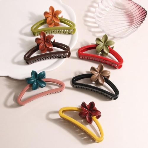 Hair Claw Clips, Plastic, Flower, handmade, for woman & hollow, more colors for choice, 115x65mm, Sold By PC