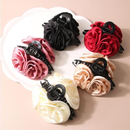 Hair Claw Clips Plastic with Cloth Flower handmade for woman Sold By PC