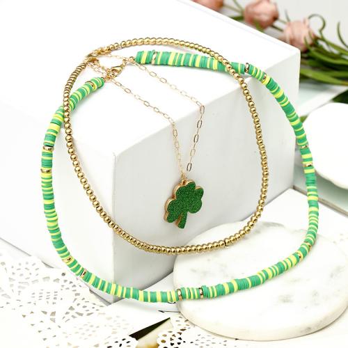 Zinc Alloy Jewelry Necklace Polymer Clay with Zinc Alloy three pieces & fashion jewelry & for woman Sold By Set