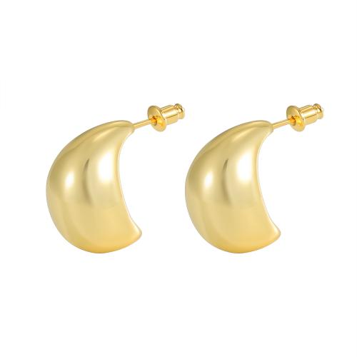 Messing Stud ørering, med Malakit & White Shell, forgyldt, for kvinde, flere farver til valg, 21x15mm, Solgt af par