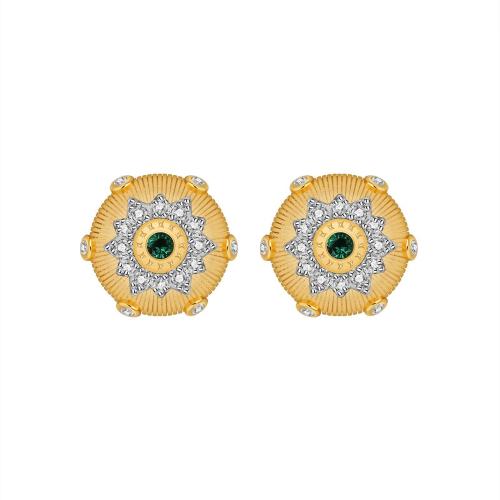 Cubic Zirconia Micro Pave Brass Earring, plated, micro pave cubic zirconia & for woman, more colors for choice, 11x11mm, Sold By Pair
