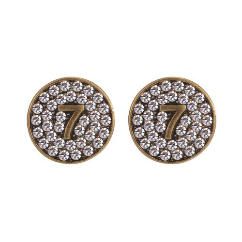 Cubic Zirconia Micro Pave Brass Earring, plated, micro pave cubic zirconia & for woman, golden, 16x16mm, Sold By Pair