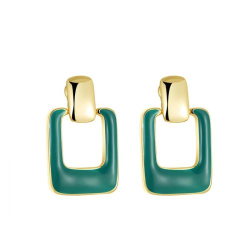 Brass Stud Earring, plated, for woman & enamel, more colors for choice, 23x14mm, Sold By Pair