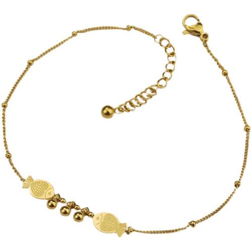 Mode Smycken Anklet, Titan Stål, för kvinna, gyllene, Längd 21 cm, Säljs av PC