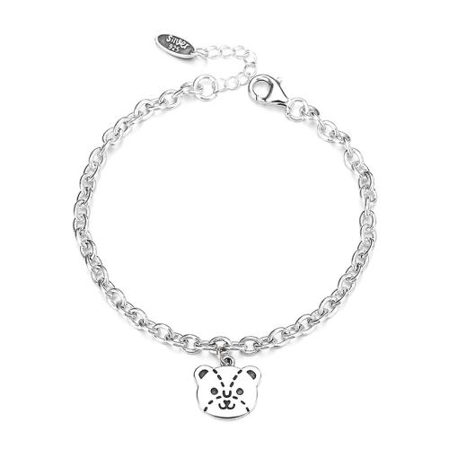 Argent sterling 925 bracelet, avec 1.2inch chaînes de rallonge, ours, Style coréen & pour femme, Longueur:Environ 6.7 pouce, Vendu par PC