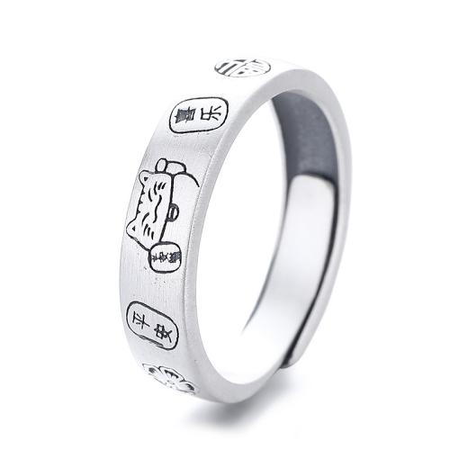 925 пробы Манжеты палец кольцо, Винтаж & Женский & матовый, 5mm, размер:6-9, продается PC