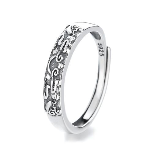 925 Sterling Silver Cuff Finger Ring, vintage & embossed & for woman, 4mm, US Ring Size:6-9, Sold By PC