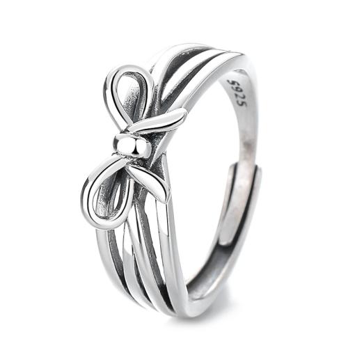 925 Sterling Silver Cuff Finger Ring Bowknot vintage & for woman & hollow 7mm US Ring Sold By PC