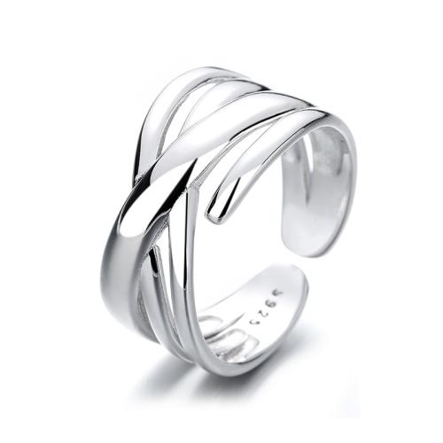 925 de prata esterlina Cuff Ring Finger, Padrão Geométrico, multicamada & para mulher & vazio, Mais cores pare escolha, 10mm, tamanho:6-9, vendido por PC