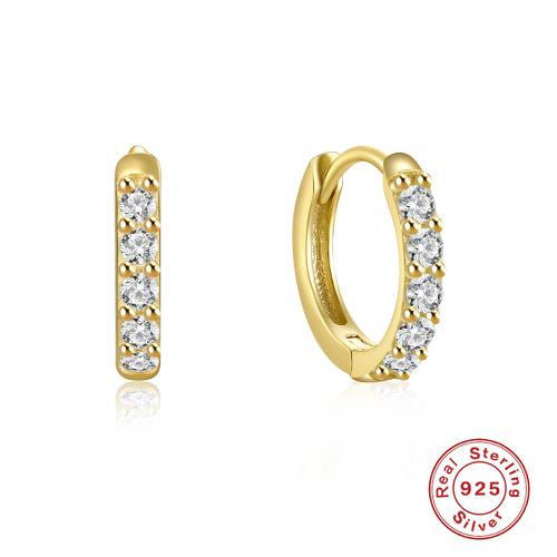 925 Sterling Silver Huggie Hoop Earring & micro pave cubic zirconia & for woman Sold By Pair