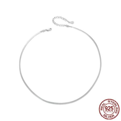 925 Sterling Silver Necklace, with 1.97inch extender chain, platinum plated, snake chain & for woman, Length:Approx 13.78 Inch, Sold By PC
