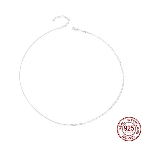 925 Sterling Sølv Halskæde, med 1.97inch extender kæde, platineret, mode smykker & for kvinde, Længde Ca. 15.75 inch, Solgt af PC
