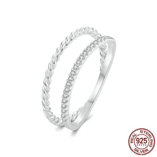 925 Sterling Silver Finger Ring platinum plated & micro pave cubic zirconia & for woman & hollow US Ring Sold By PC