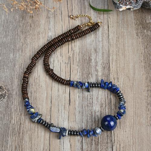 Natural Gemstone Necklace, Natural Stone, with 316 Stainless Steel, fashion jewelry & Unisex, more colors for choice, Length:Approx 45 cm, Sold By PC