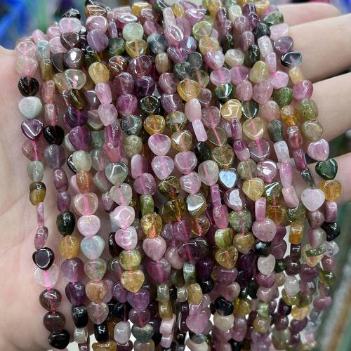 Perles bijoux en pierres gemmes, tourmaline, coeur, bijoux de mode & DIY, couleurs mélangées, 6.50mm, Vendu par Environ 38 cm brin
