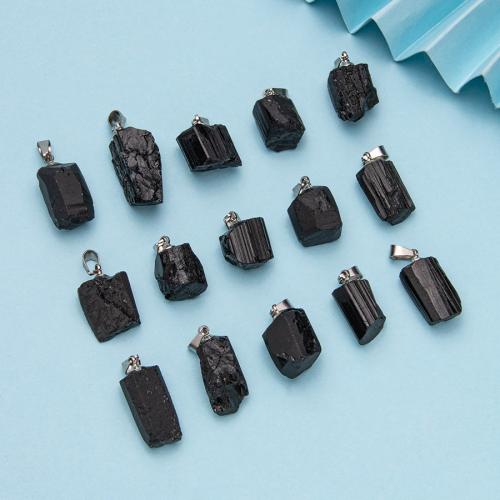 Gemstone Pendants Jewelry, Schorl, irregular, fashion jewelry & DIY, black, Length about 10-20mm, Sold By PC