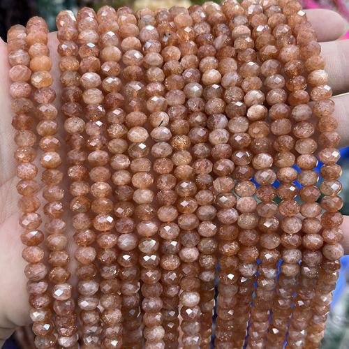 Grânulos de gemstone jóias, pedra do sol, ábaco, joias de moda & DIY & facetada, cores misturadas, 4x6mm, vendido para Aprox 38 cm Strand