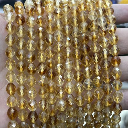 Naturlig krystal perler, Citrin, Oval, mode smykker & du kan DIY & facetteret, gul, Length about 6.5-7.6mm, Solgt Per Ca. 38 cm Strand