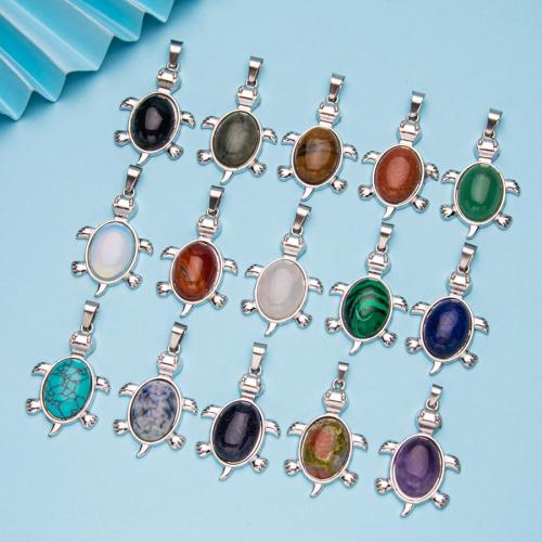 Gemstone Pendants Jewelry, with Tibetan Style, Turtle, silver color plated, fashion jewelry & DIY & different materials for choice, more colors for choice, 20mm, Sold By PC